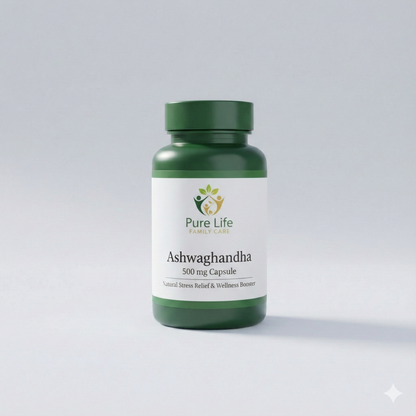 Ashwagandha Capsules 500mg - Stress Relief, Sleep Aid & Energy Booster - Pure Life Family Care
