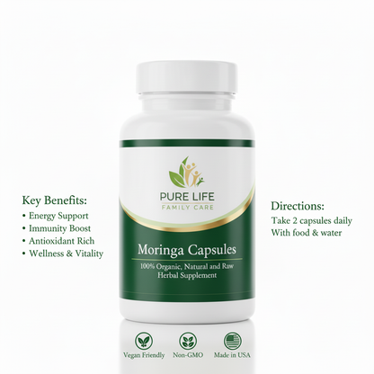 Moringa Capsules – Organic Superfood, Immunity Booster & Joint Relief-By Pure Life ٖ